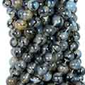 BEADS AGATE DRAGON VEIN ROUND GREY 12MM BE5060