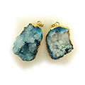 PENDANT DRUZY FREE FORM GOLD PLATED-BLUE