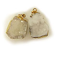 PENDANT DRUZY FREE FORM GOLD PLATED-WHITE