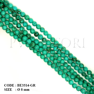 BEADS IMP TURQUOISE 8MM ROUND-GREEN - Click Image to Close